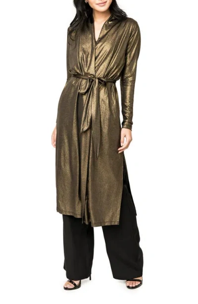 Gibsonlook Tie Waist Metallic Duster In Multi