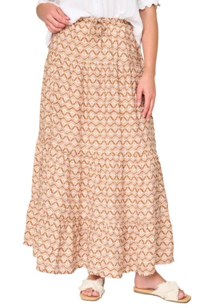 Gibsonlook Tiered Maxi Skirt In Mocha Shell