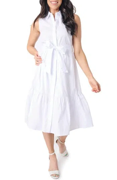Gibsonlook Tiered Poplin Midi Shirtdress In White