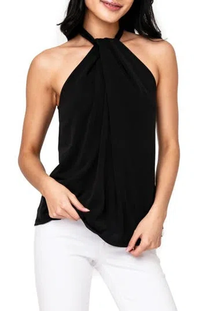 Gibsonlook Twist Neck Cutaway Sleeveless Top In Black