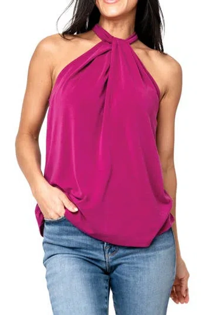 Gibsonlook Twist Neck Cutaway Sleeveless Top In Purple