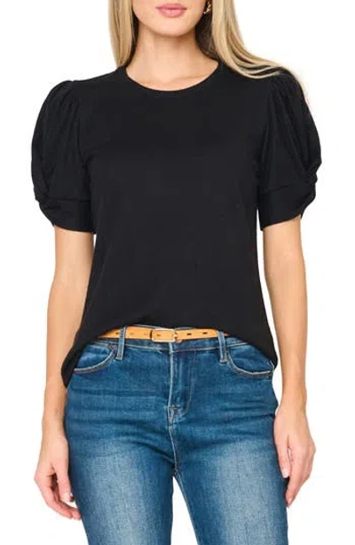Gibsonlook Twist Puff Sleeve Luxe T-shirt In Black