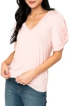 Gibsonlook Twist Sleeve V-neck Top