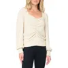 Gibsonlook V-neck Ruched Knit Top In Neutral