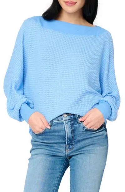 Gibsonlook Wheels Up Open Weave Sweater In Blue