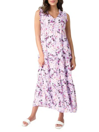 Gibsonlook Women's Floral Tiered Maxi Dress In Lavender