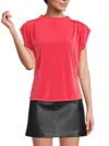 Gibsonlook Women's Funnel Neck Pleated Top In Coral