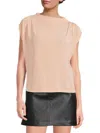 Gibsonlook Women's Funnel Neck Pleated Top In Mocha
