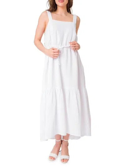 Gibsonlook Women's Gauze Tiered Maxi Dress In Off White