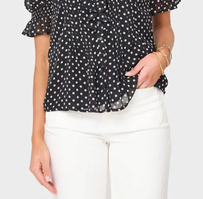 Gibsonlook Women's Khloe Ruffle For Days Top In Black Pearl Blush Dot
