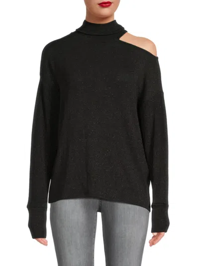 Gibsonlook Women's Metallic Cutout Sweater In Black