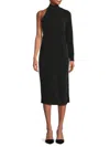 Gibsonlook Women's One Shoulder Shimmer Midi Dress In Black