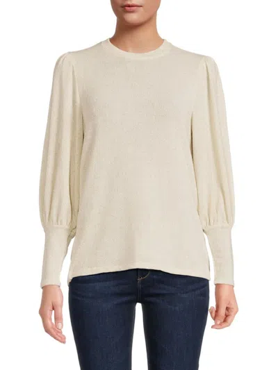 Gibsonlook Women's Puff Sleeve Shimmer Knit Top In Champagne