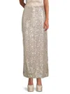 Gibsonlook Women's Sequin Maxi Slit Skirt In Champagne