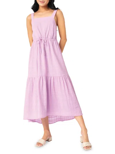 Gibsonlook Women's Squareneck Tiered Midi Dress In Lavender