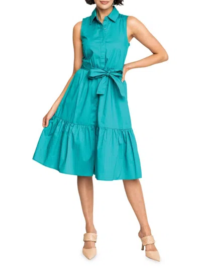 Gibsonlook Women's Tiered Midi Shirt Dress In Jadeite