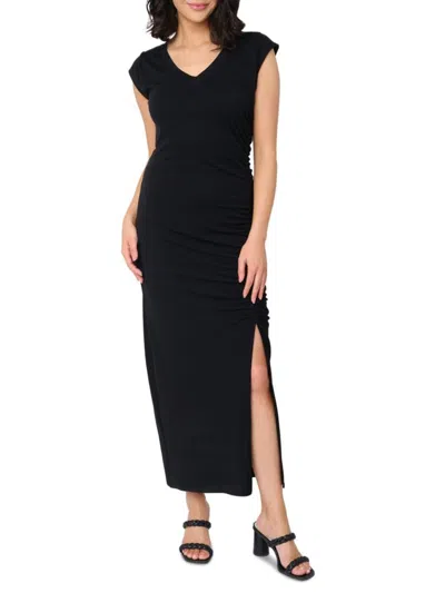 Gibsonlook Women's V Neck Ruched Maxi Dress In Black