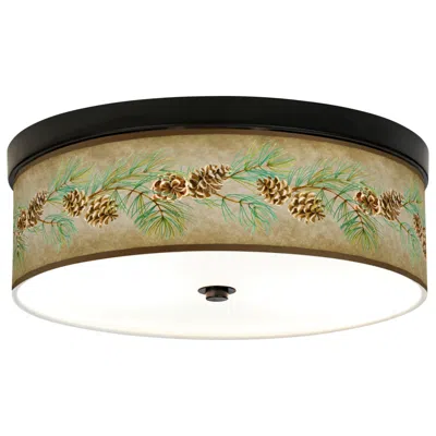 Giclee Gallery 14" Bronze Pine Cone Branch Shade Led Ceiling Light