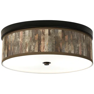 Giclee Gallery 14" Wide Paper Bark Print Bronze Led Ceiling Light