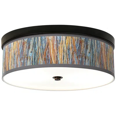 Giclee Gallery 14" Wide Striking Bark Bronze Led Ceiling Light