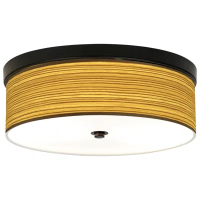 Giclee Gallery 14" Wide Tawny Zebrawood Print Bronze Led Ceiling Light