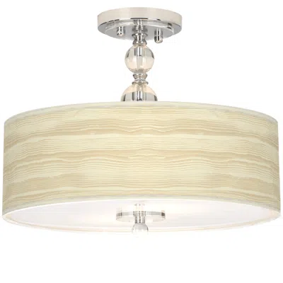 Giclee Gallery 16" Birch Blonde Shade With Crystal Ceiling Light
