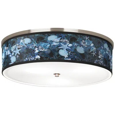 Giclee Gallery 20 1/4" Wide Blue Seas Shade Nickel Ceiling Light