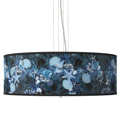 Giclee Gallery 24" Wide 4-light Blue Seas Shade Pendant Chandelier