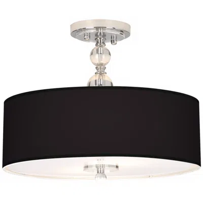 Giclee Gallery All Black Shade 16" Wide Semi-flushmount Ceiling Light