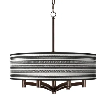 Giclee Gallery Ava 20" Stripes Noir 6-light Bronze Pendant Chandelier
