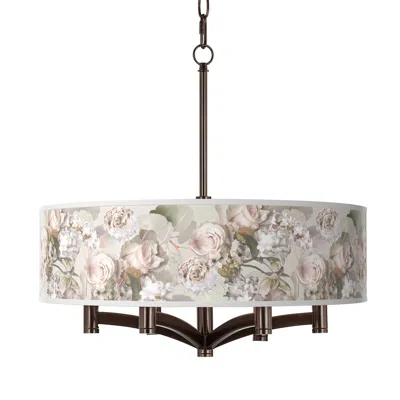 Giclee Gallery Ave 20" Rosy Blossoms 6-light Bronze Pendant Chandelier