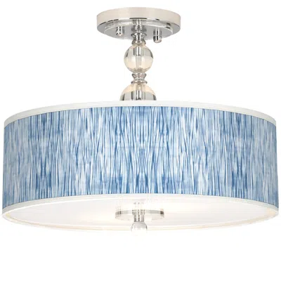 Giclee Gallery Beachcomb Blue 16" Wide Semi-flush Ceiling Light