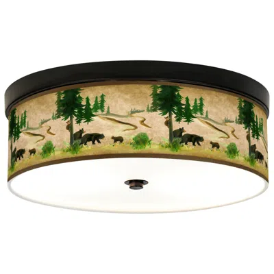 Giclee Gallery Bear Lodge 14" Wide Rustic Bronze Led Ceiling Light