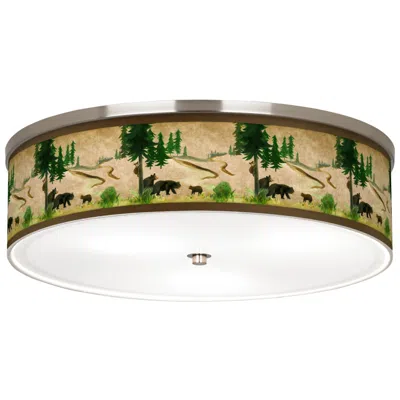 Giclee Gallery Bear Lodge Giclee Nickel 20 1/4" Wide Ceiling Light