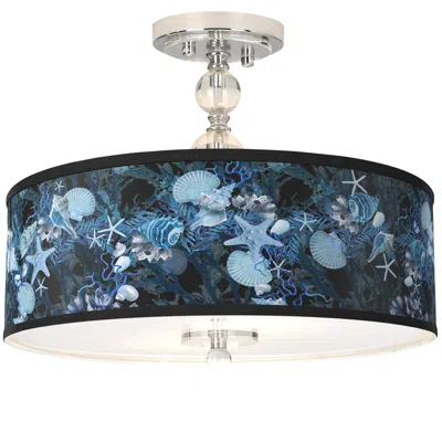 Giclee Gallery Blue Seas Giclee 16"w Chrome Semi-flush Ceiling Light