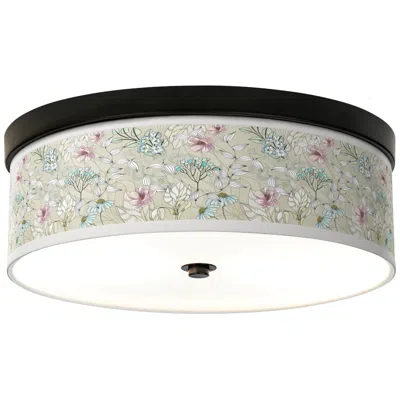 Giclee Gallery Botanical Flower Pattern 14" Bronze Led Ceiling Light