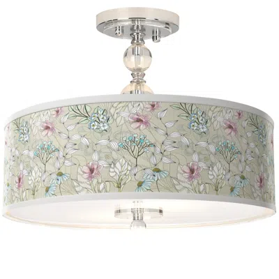Giclee Gallery Botanical Giclee 16" Wide Semi-flush Ceiling Light