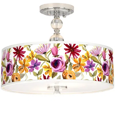 Giclee Gallery Bountiful Blooms 16" Wide Semi-flush Ceiling Light