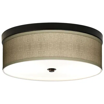 Giclee Gallery Burlap Print 14" Wide Bronze Led Ceiling Light