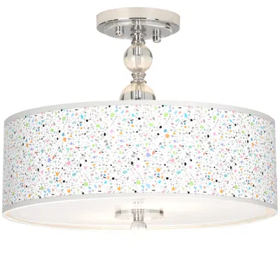 Giclee Gallery Colored Terrazzo Giclee 16" Wide Semi-flush Ceiling Light