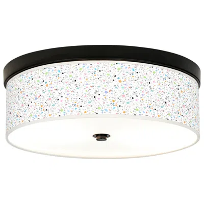 Giclee Gallery Colored Terrazzo Pattern 14" Bronze Led Ceiling Light