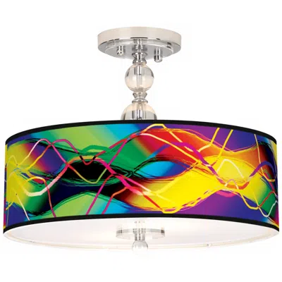 Giclee Gallery Colors In Motion (light) 16" Wide Semi-flush Ceiling Light