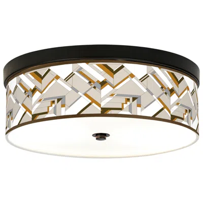 Giclee Gallery Craftsman Mosaic 14" Wide Bronze Led Ceiling Light