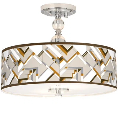 Giclee Gallery Craftsman Mosaic Giclee 16" Wide Semi-flush Ceiling Light