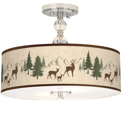 Giclee Gallery Deer Lodge Giclee 16" Wide Semi-flush Ceiling Light
