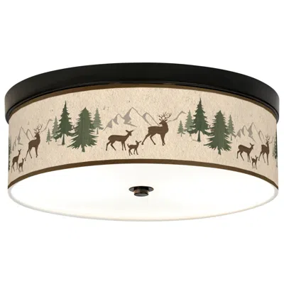 Giclee Gallery Deer Lodge Pattern 14" Wide Bronze Led Ceiling Light