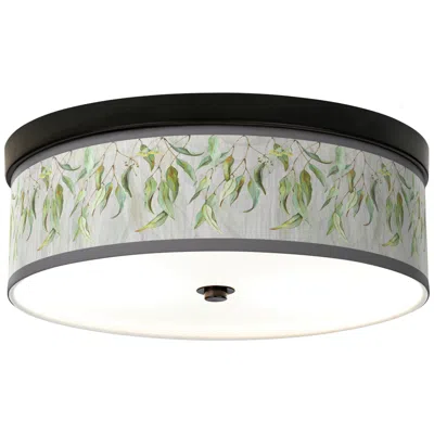 Giclee Gallery Eucalyptus Pattern 14" Wide Bronze Led Ceiling Light