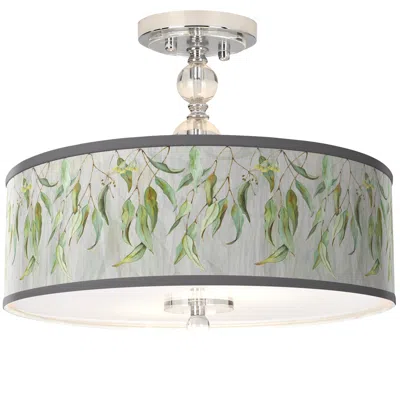 Giclee Gallery Eucalyptus Shade 16" Wide Semi-flush Ceiling Light