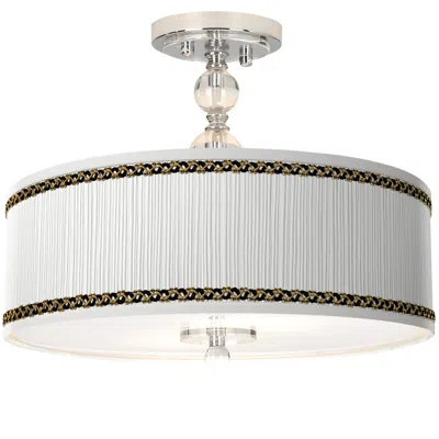 Giclee Gallery Faux Pleated Giclee Print Shade With 16" Chrome Ceiling Light