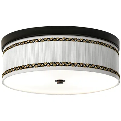 Giclee Gallery Faux Pleated Pattern 14" Wide Bronze Led Ceiling Light